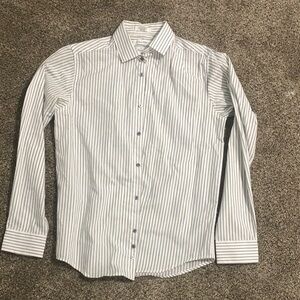 Calvin Klein Men's Black and White Striped Dress Shirt